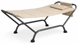 Amaca da Giardino Autoportante 230x98x85cm con Cuscino Seduta Ergonomica Struttura in Metallo Beige