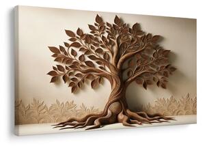 Quadro su tela – Albero della vita con foglie e radici