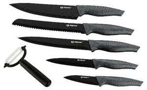 Set 6 Coltelli e Pelapatate Antiaderente per Carne e Pesce in Acciaio Inox Nero