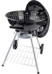 Barbecue a Carbone Griglia Ø43 cm con Valvola di Ventilazione e Ruote in Acciaio Nero