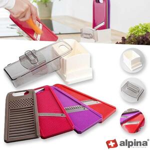 Grattugia Multifunzione Manuale 7 Pezzi Lame in Acciaio Inox Rosso e Viola