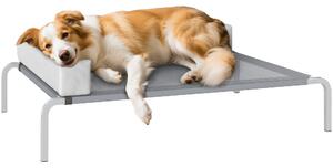 Brandina per Cani Rialzata 110x75x30 cm con Cuscino a L in Tessuto Grigio e Argento