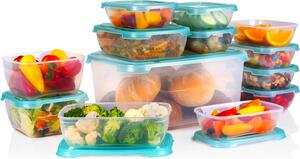 Set 13 Contenitori per Alimenti con Coperchio Ideale per Microonde e Congelatore in Plastica