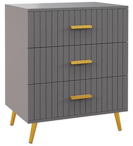 HOMCOM Cassettiera 3 Cassetti Moderna in Legno e Alluminio, 60x40x71.5 cm, Oro e Grigio Scuro | Aosom Italy
