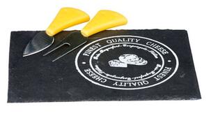 Set per Formaggio Coltello Forchetta e Vassoio Rettangolare in Ardesia