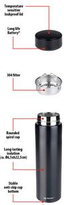 Thermos Digitale Borraccia Termica Capacità 480 ml Tappo Antiperdita in Acciaio Nero