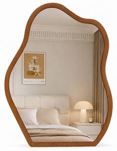 Specchio Asimmetrico da Parete 46x60 cm Cornice in Legno Noce