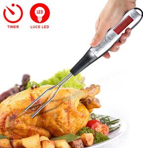 Termometro Digitale da Cucina per Alimenti Sonda con Timer e Luce a LED
