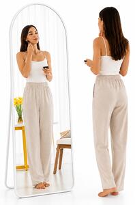 Specchio ad Arco da Terra e Parete 155x45 cm a Figura Intera in Alluminio Bianco