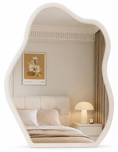 Specchio Asimmetrico da Parete 46x60 cm Cornice in Legno Bianco