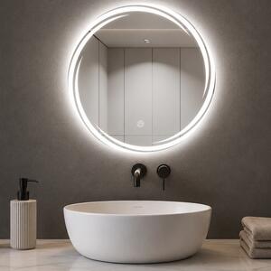 Specchio Rotondo Ø60cm con Spirale LED a 3 Colori Dimmerabile Accensione Touch