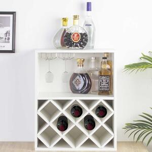 Mobile Bar Cantinetta per 8 Bottiglie Vino 51x28x63 cm Porta Calici in Legno Bianco