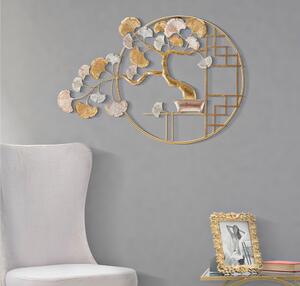 Pannello decorativo 3D da parete raffigurante un ciliegio in fiore NIPPON 91,5x3xh 63 cm peso 1,200 kg Multicolor metallo oro