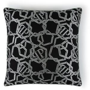 Cuscino D'arredo In Raso Jacquard Chains 40x40 Premoli Di Bella Tinta Unita Silver Caleffi
