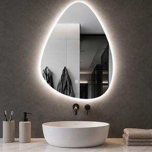 Specchio a Goccia 60x70 cm LED a 3 Colori Dimmerabile Accensione Touch