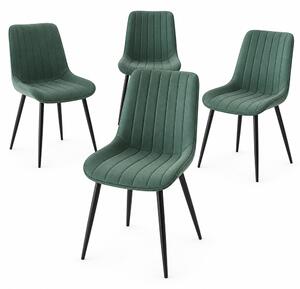 Set 4 Sedie da Pranzo Seduta Ergonomica 43x52x85 cm Struttura in Acciaio in Velluto Verde