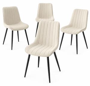 Set 4 Sedie da Pranzo Seduta Ergonomica 43x52x85 cm Struttura in Acciaio in Velluto Crema