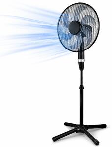 Ventilatore a Piantana 75W con 6 Pale Ø40 cm e Griglia 45 cm 3 Velocità Nero