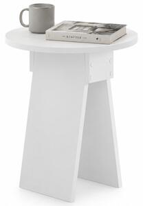 Tavolino Rotondo 42x23,5x50 cm Tavolo Design Minimal Bianco