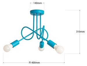 Lampadario a incasso per bambini con LED OXFORD 3xE27/15W/230V Blu