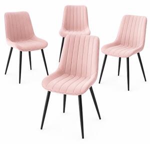 Set 4 Sedie da Pranzo Seduta Ergonomica 43x52x85 cm Struttura in Acciaio in Velluto Rosa