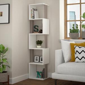 Libreria Moderna 161x35x30 cm Scaffale Modulare 5 Ripiani in MDF Bianco e Tortora
