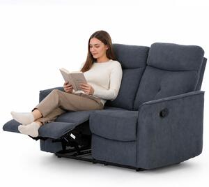 Divano 2 Posti 132x96x103 cm Recliner Manuale 2 Posti in Tessuto Tortora Grigio