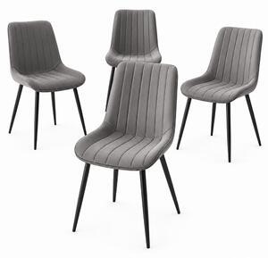 Set 4 Sedie da Pranzo Seduta Ergonomica 43x52x85 cm Struttura in Acciaio in Velluto Grigio