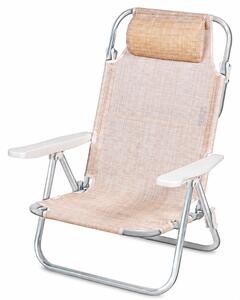 Spiaggina Sedia Prendisole 60x101x78 cm Pieghevole e Reclinabile Beige Melange