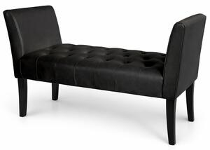 Panca Fondoletto Ingresso 111x40x60 cm con Piedi in Legno e Rivestimento Ecopelle Nero