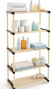 Mobile Scaffale 28x56x117 cm 5 Ripiani Multiuso per Bagno in Legno