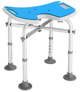 Sgabello da Doccia per Anziani e Disabili 44x39x42,5–52,5 cm Piedi Antiscivolo Blu