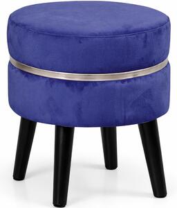 Pouf Sgabello Ø35x40,5 cm Design Moderno Poggiapiedi con Rivestimento in Velluto Blu