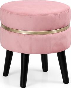Pouf Sgabello Ø35x40,5 cm Design Moderno Poggiapiedi con Rivestimento in Velluto Rosa