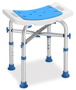 Sgabello Doccia Antiscivolo per Anziani e Disabili Altezza Regolabile 36x33x40,5–48 cm in Alluminio Blu
