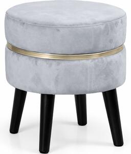 Pouf Sgabello Ø35x40,5 cm Design Moderno Poggiapiedi con Rivestimento in Velluto Cielo