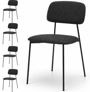 Set 4 Sedie Parigi con Struttura in Metallo e Seduta Ergonomica in Tessuto Nero