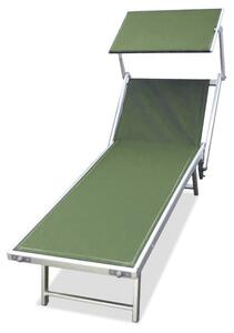 Lettino da Spiaggia Prendisole 190x60x40-90 cm Brandina con Parasole in Alluminio Verde