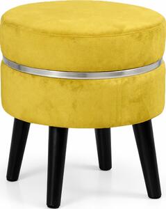 Pouf Sgabello Ø35x40,5 cm Design Moderno Poggiapiedi con Rivestimento in Velluto Mostarda