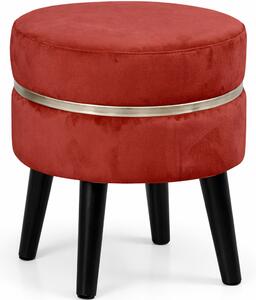 Pouf Sgabello Ø35x40,5 cm Design Moderno Poggiapiedi con Rivestimento in Velluto Bordeaux