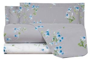 Completo Lenzuola In Percalle Fuchsia Matrimoniale - 250X290 175X205 + 2 Federe 50X80 Emporium Floreale Turchese Caleffi