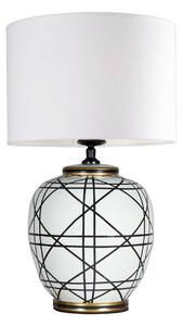 PR Home Lampada da tavolo New York, Bianco / Opale, Soggiorno / Sala da pranzo, Tessuto / Stoffa / Seta, Lampada da tavolo