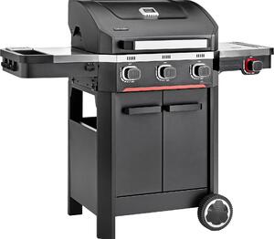 Barbecue a gas HAMSON Mercury 3T con 3 bruciatori | Griglie in ghisa smaltata, griglia di mantenimento del calore | Con bruciatore laterale, termometro sul coperchio e apribottiglie