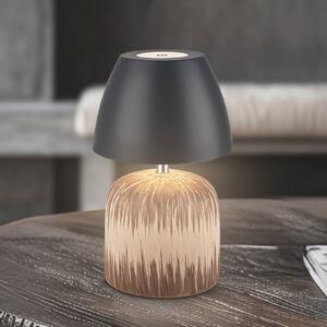 Briloner Lampada LED da tavolo a batteria Brilo unplugged Cera, antracite, 22 cm dimmerabile, Legno chiaro, Ceramica, Moderno