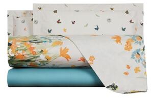 Completo Lenzuola In Percalle Sunfield Matrimoniale - 250X290 175X205 + 2 Federe 50X80 Mirabello Floreale Giallo Caleffi