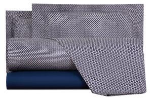 Completo Lenzuola In Percalle Paisley Matrimoniale - 250X290 175X205 + 2 Federe 50X80 Mirabello Winter Cottage Blu Caleffi