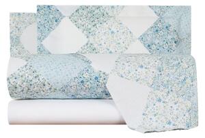 Completo Lenzuola In Percalle Patch-fleuri' Matrimoniale - 250X290 175X205 + 2 Federe 50X80 Emporium Floreale Nube Caleffi