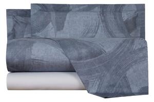 Completo Lenzuola In Percalle Hachiko Matrimoniale - 250X290 175X205 + 2 Federe 50X80 Carrara Moderno Blue Caleffi