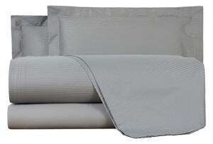 Completo Lenzuola In Raso Di Cotone Riga-raso Matrimoniale - 250X290 Emporium Tinta Unita Grigio Caleffi