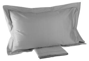 Completo Lenzuola In Raso Di Cotone Precious Sateen Matrimoniale - 250X290 175X205 + 2 Federe 50X80 Mirabello Brera Tinta Unita Grigio Caleffi